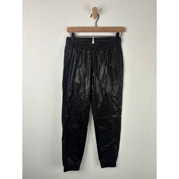 Zara Black Faux Leather Joggers Womens XS Pull On Pants Streetwear - Picture 3 of 9